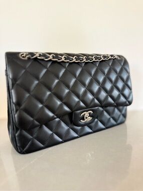 CHANEL Classic Jumbo Double Flap in Black Quilted Lambskin with SHW - Series 19